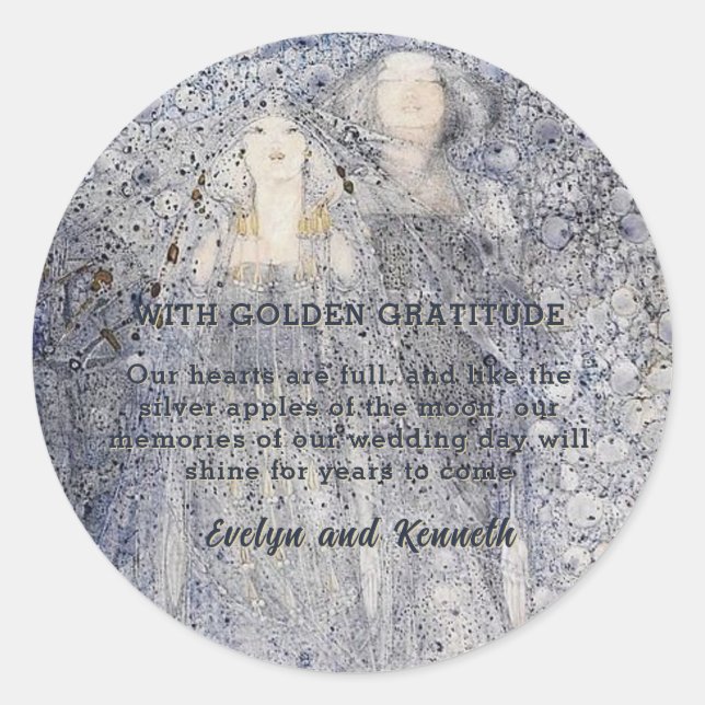 Sticker Rond Mariage Art Nouveau Éthéré Navy  (Devant)