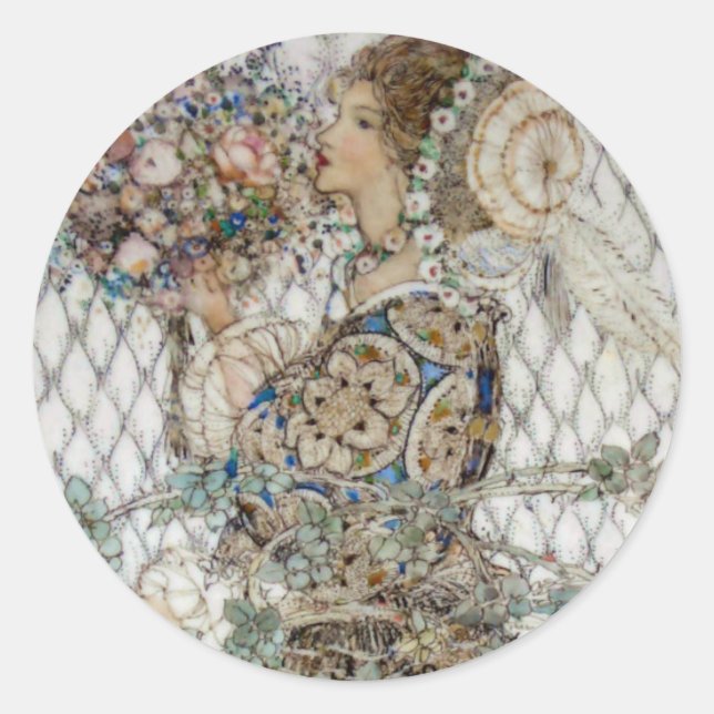 Sticker Rond Mariage Art Nouveau Vintage (Devant)