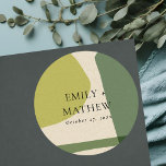 STICKER ROND MARIAGE ARTISTIQUE ABSTRAIT MODERNE LIME GREEN KRA<br><div class="desc">A perfect wedding collection for those looking for a tastefully done, elegant vibrant bold modern art theme. The hand painted background with Kraft paper texture adds a rustic touch. Personnel it with your name, your wedding date, and be sure to include a special message. Lots of designs to choose from...</div>