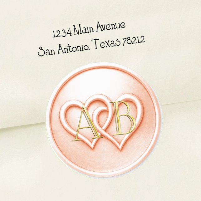 Sticker Rond Mariage au monogramme entrelacé de deux cœurs Peac (Créateur téléchargé)