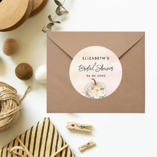 Sticker Rond Mariage automnal citrouille crème or rose