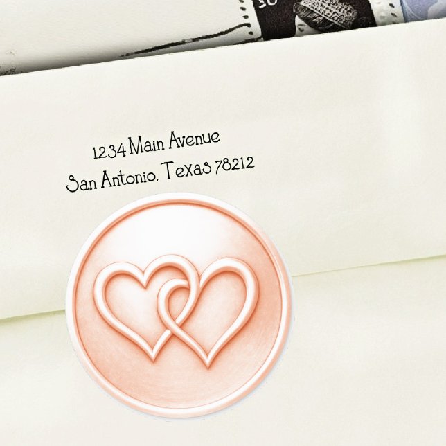 Sticker Rond Mariage aux deux cœurs de pêche entrelacés (Créateur téléchargé)