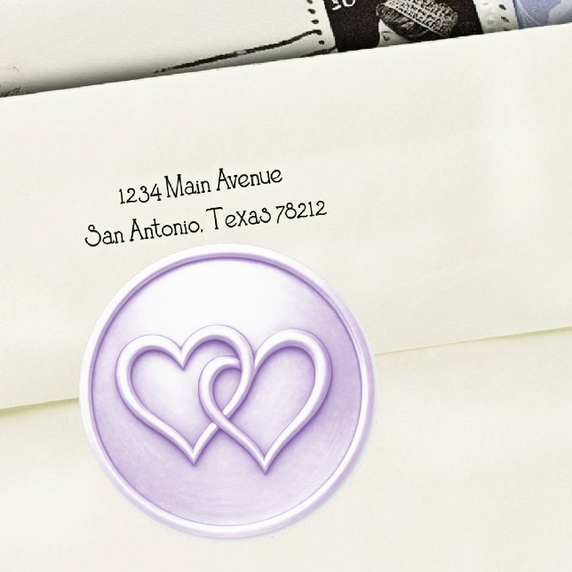 Sticker Rond Mariage aux deux cœurs entrelacés de lavande (Créateur téléchargé)