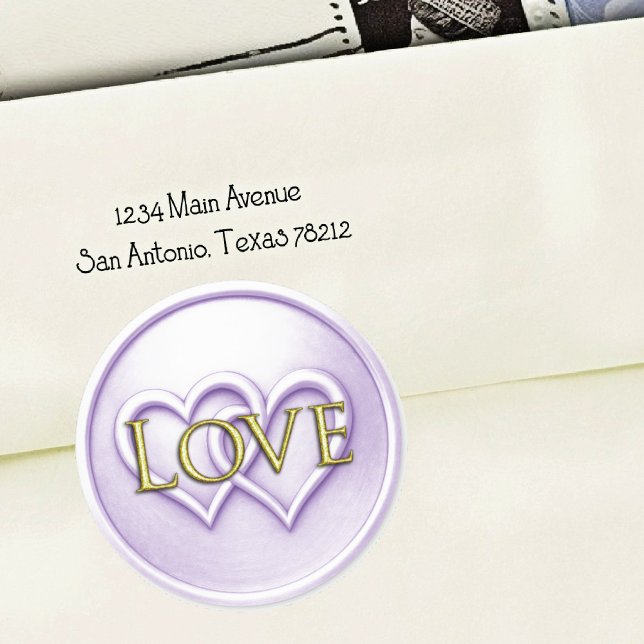 Sticker Rond Mariage aux deux cœurs entrelacés de lavande (Créateur téléchargé)