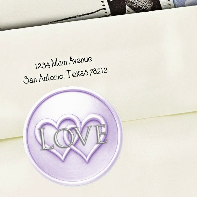 Sticker Rond Mariage aux deux cœurs entrelacés de lavande (Créateur téléchargé)