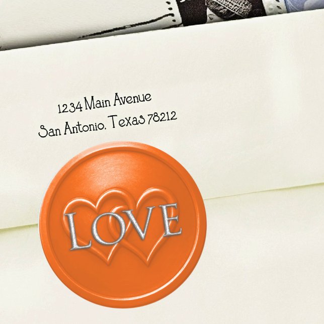 Sticker Rond Mariage aux deux cœurs entrelacés orange (Créateur téléchargé)