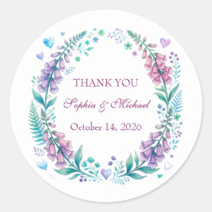 Sticker Rond Mariage aux digitales romantiques
