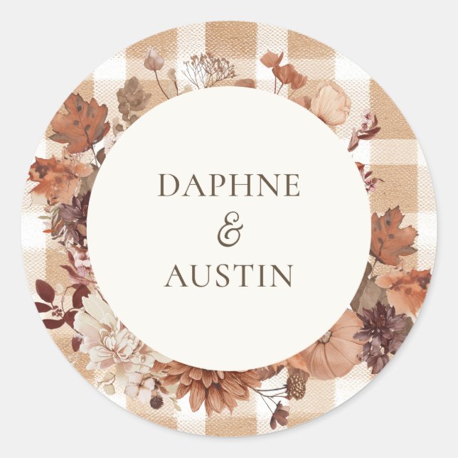 Sticker Rond Mariage aux feuilles d'automne (Devant)
