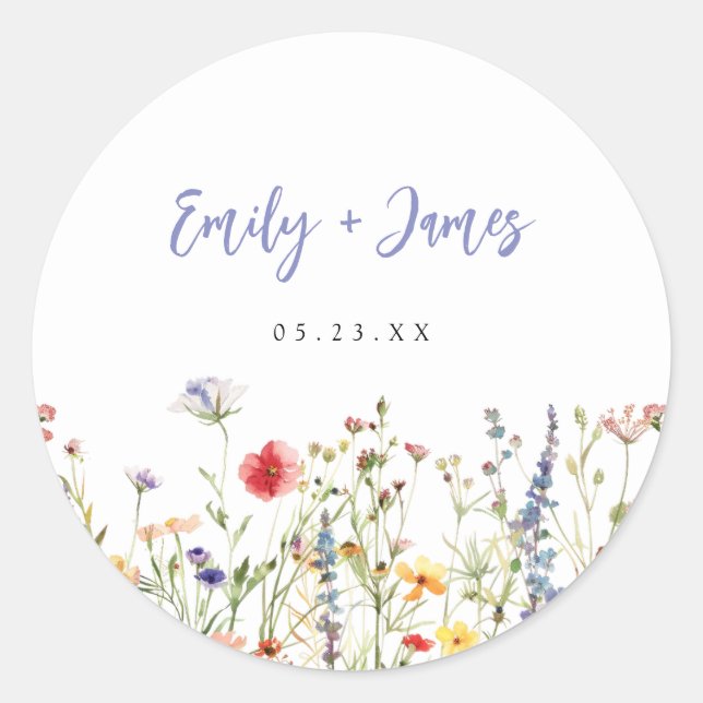 Sticker Rond Mariage aux Fleurs Sauvages (Devant)
