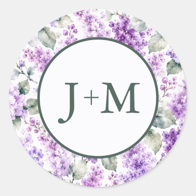 Sticker Rond Mariage aux lilas (Devant)