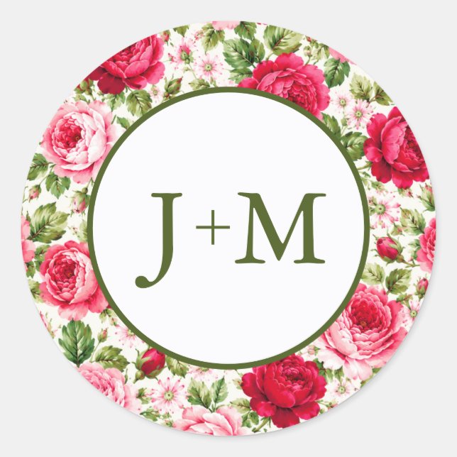 Sticker Rond Mariage aux Roses (Devant)