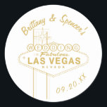 Sticker Rond Mariage aux signes Gold Las Vegas<br><div class="desc">Customisez la couleur et les polices ainsi que la couleur du graphique. Illustration du vecteur par Becky Nimoy</div>