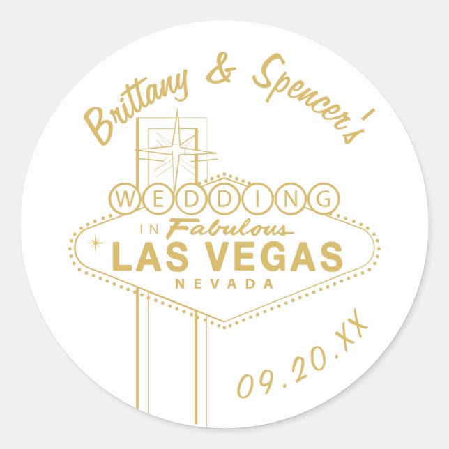 Sticker Rond Mariage aux signes Gold Las Vegas (Devant)