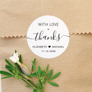 Sticker Rond Mariage Avec Amour Et Remerciements