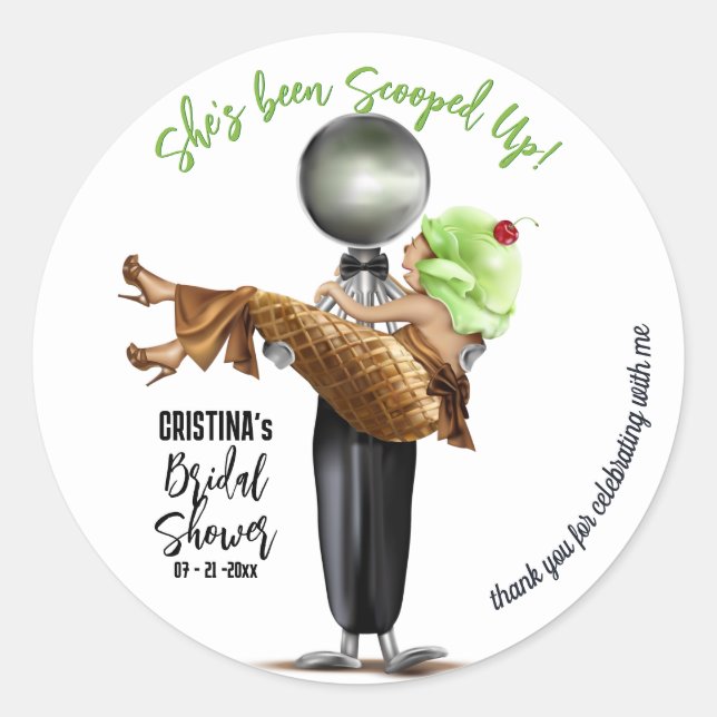 Sticker Rond Mariage avec dégustation de glace (Devant)
