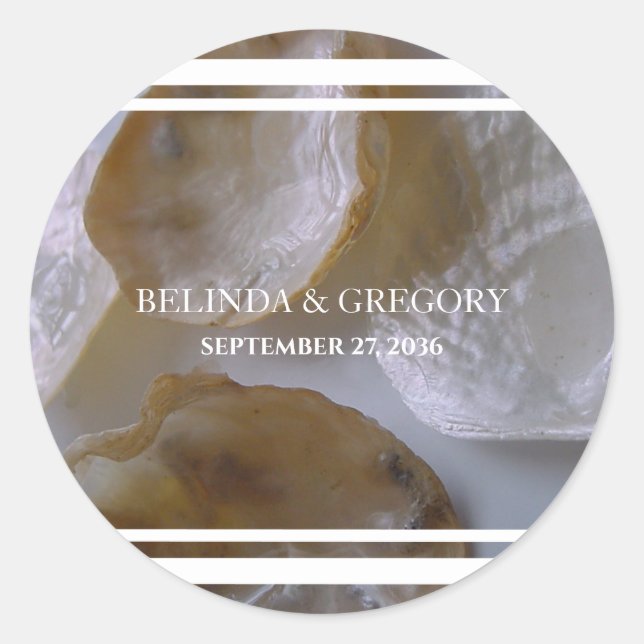 Sticker Rond Mariage Beach Clams (Devant)