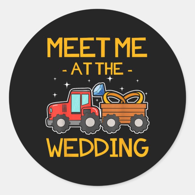 Sticker Rond Mariage Bearer Tractor Bride Groom Réception (Devant)