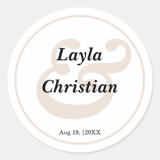 Sticker rond Mariage beige classique (Devant)