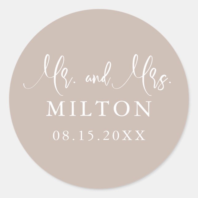Sticker Rond Mariage beige et blanc (Devant)