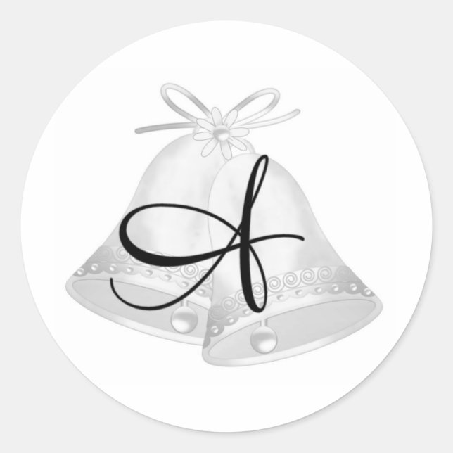Sticker Rond Mariage Bells Monogrammé (Devant)