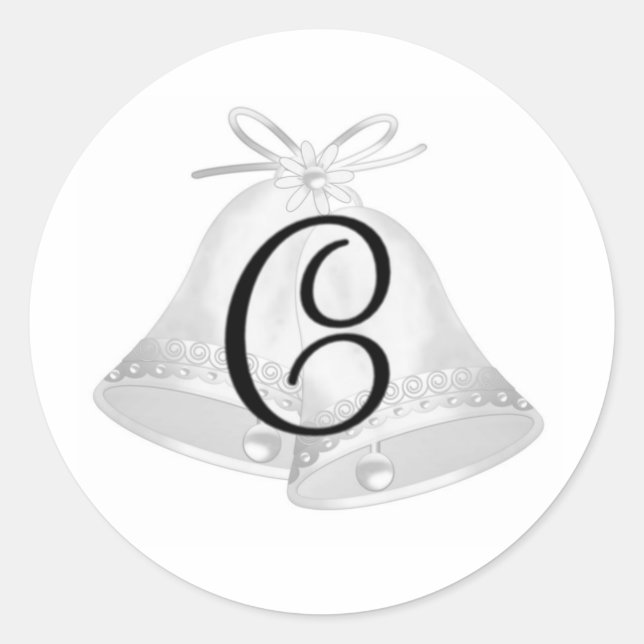 Sticker Rond Mariage Bells Monogrammé (Devant)