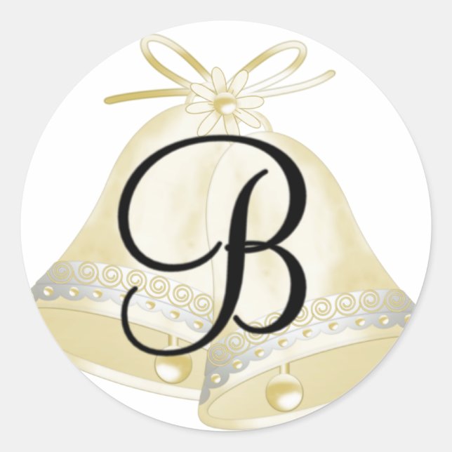 Sticker Rond Mariage Bells Monogramme B (Devant)