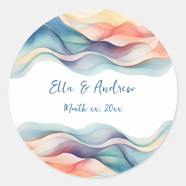 Sticker Rond Mariage blanc blanc blanc couleur Abstrait moderne (Devant)