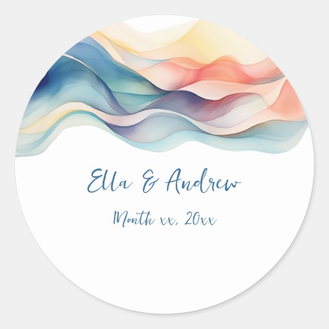 Sticker Rond Mariage blanc blanc blanc couleur Abstrait moderne (Devant)