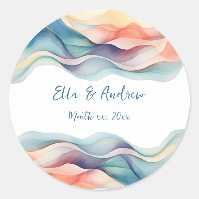 Sticker Rond Mariage blanc blanc blanc couleur Abstrait moderne (Devant)