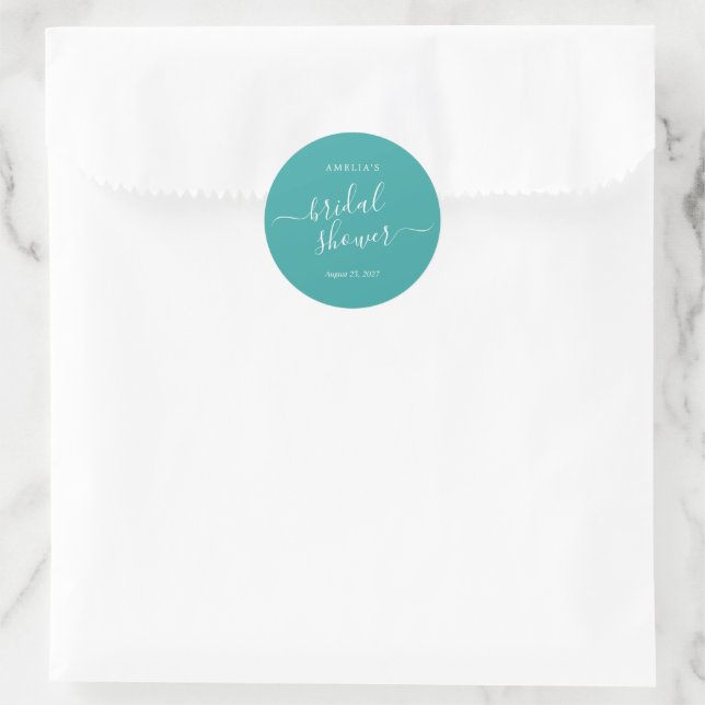 Sticker Rond Mariage Bleu Baby Shower (Sac)