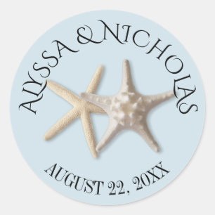 Sticker Rond Mariage bleu clair Starfish
