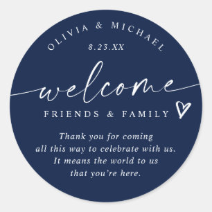Sticker Rond Mariage bleu de la marine moderne Welcome Hotel Sa