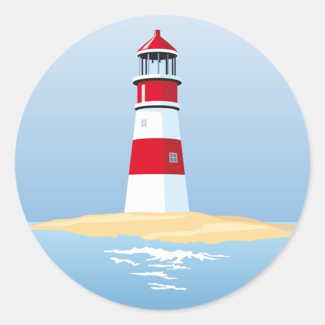Sticker Rond Mariage bleu d'été de la plage du phare nautique (Devant)