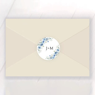 Sticker rond Mariage bleu Dusty