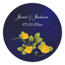 Mariage bleu foncé et rose jaune