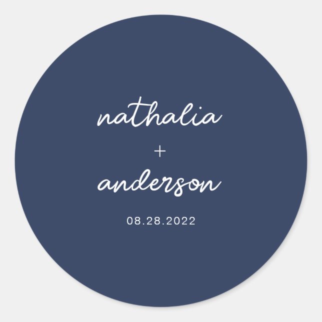 Sticker Rond Mariage bleu marine minimaliste (Devant)