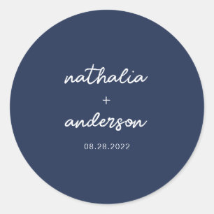 Sticker Rond Mariage bleu marine minimaliste