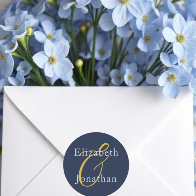 Sticker Rond Mariage bleu opulent (Créateur téléchargé)