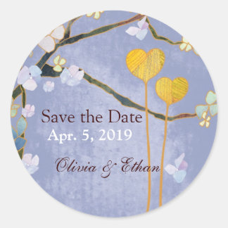 Sticker Rond Mariage bleu poudre Enregistrer la date