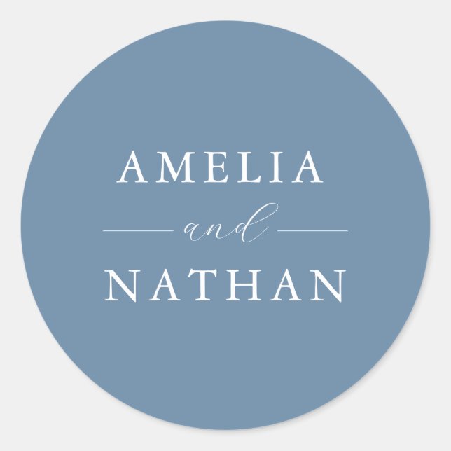 Sticker Rond Mariage Bleu Poussiéreux (Devant)