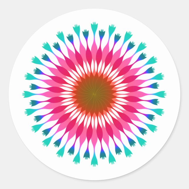 Sticker Rond Mariage bleu rose Lotus (Devant)
