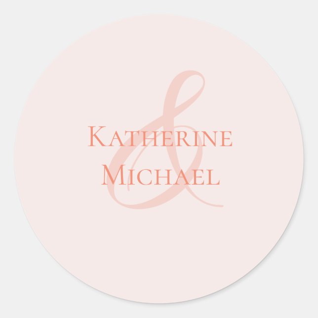 Sticker Rond Mariage Blush simple moderne (Devant)
