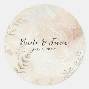 Sticker Rond Mariage Bohème Aérien avec Décoration Florale en F