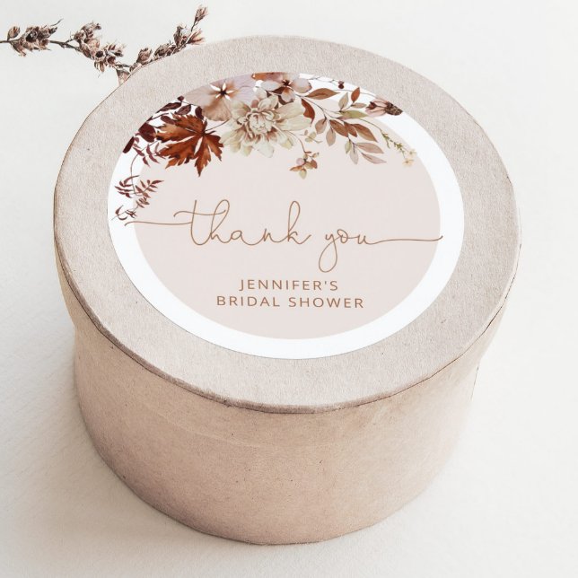 Sticker Rond Mariage bohème automnal avec feuilles (Créateur téléchargé)