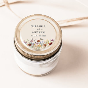 Sticker Rond Mariage Bohème aux Fleurs Sauvages