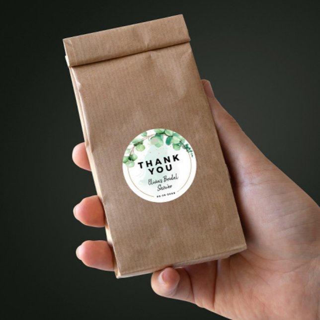 Sticker Rond Mariage bohème élégant moderne avec verdure eucaly (Créateur téléchargé)