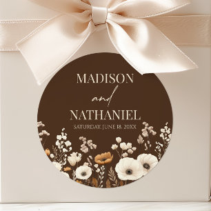 Sticker Rond Mariage Bohème Fleur de Jardin Floral Fleurs Sauva