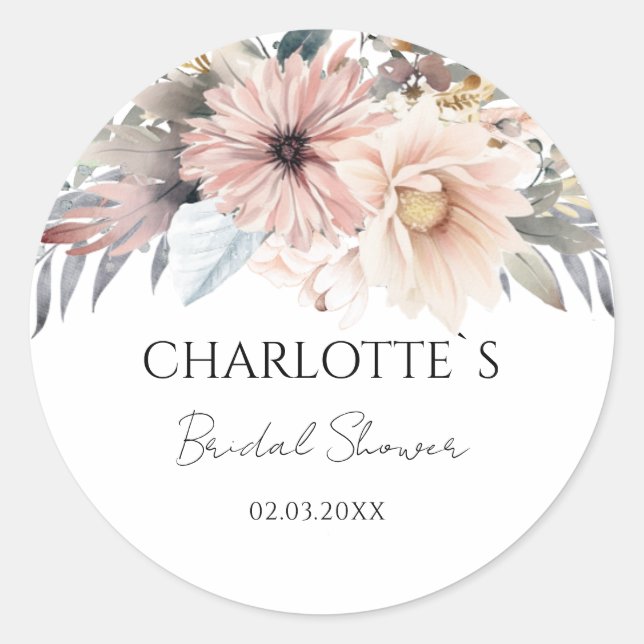 Sticker Rond Mariage Bohème Fleurs  (Devant)