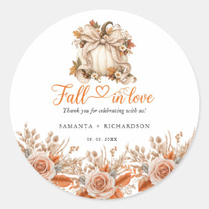 Sticker Rond Mariage Bohème Fleurs Citrouille Shower de Fiançai