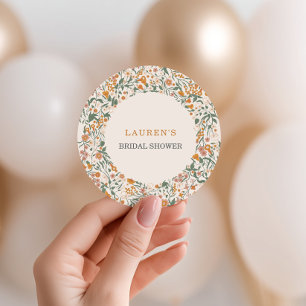 Sticker Rond Mariage Bohème Groovy Floral Vintage